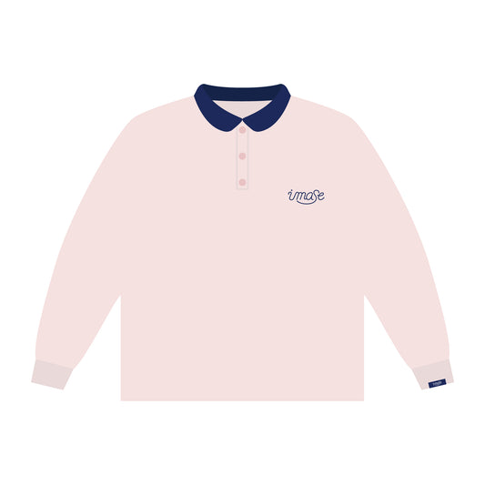 imase LOGO LONG POLO T-SHIRTS / DUSTY PINK
