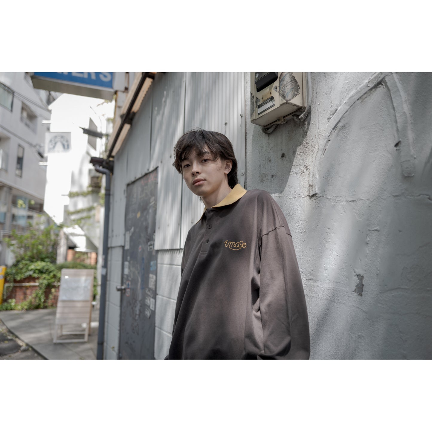 imase LOGO LONG POLO T-SHIRTS / BROWNISH-GRAY