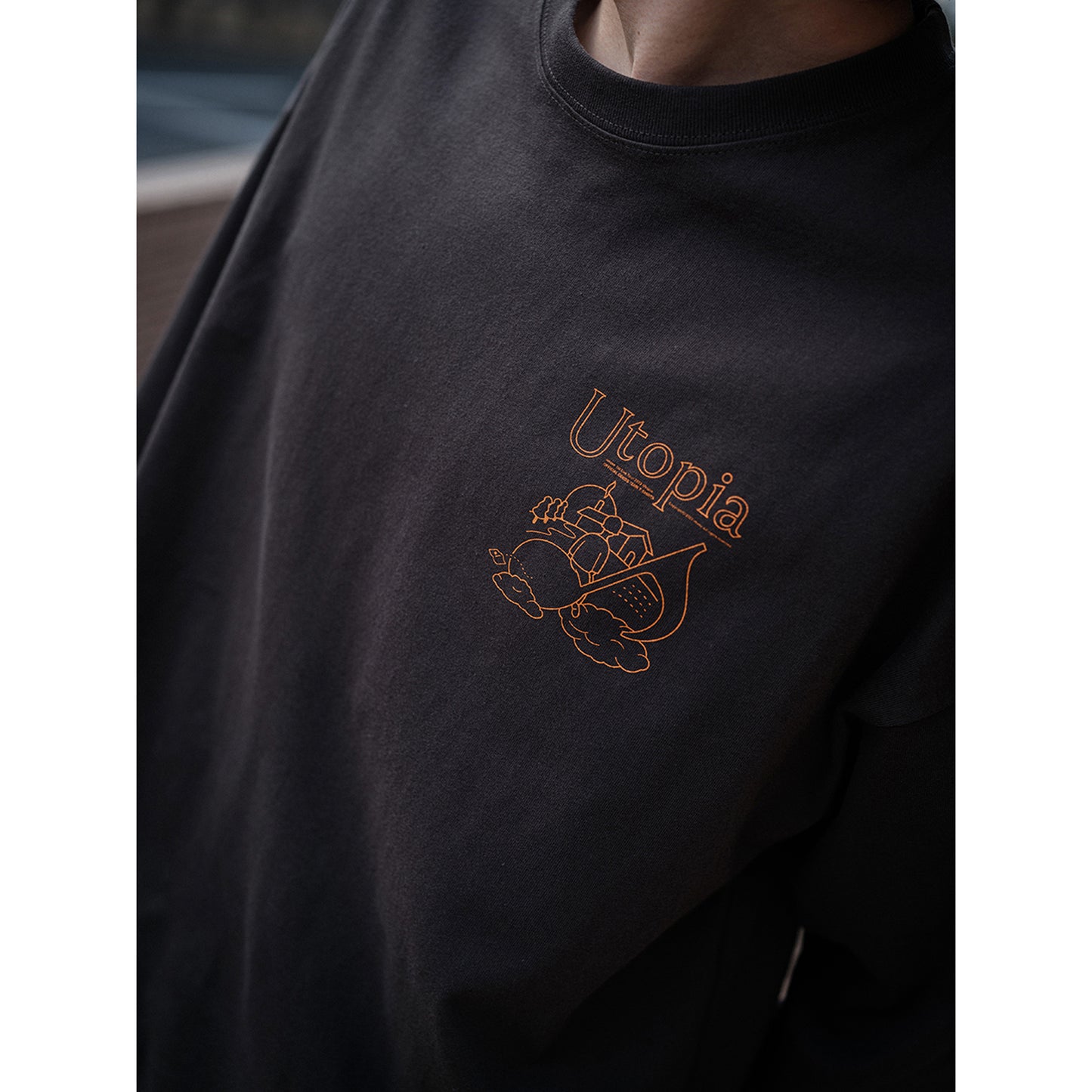 Utopia LONG T-SHIRTS CHARCOAL GRAY